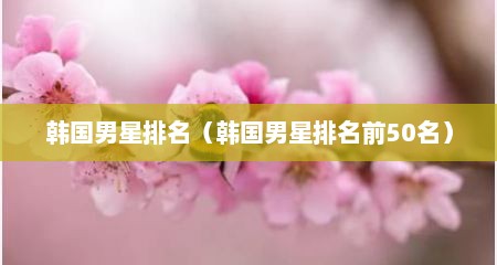 韩国男星排名（韩国男星排名前50名）