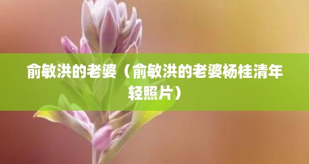 俞敏洪的老婆（俞敏洪的老婆杨桂清年轻照片）