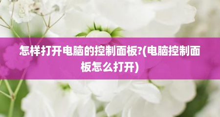 怎样打开电脑的控制面板?(电脑控制面板怎么打开)