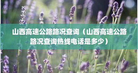 山西高速公路路况查询（山西高速公路路况查询热线电话是多少）