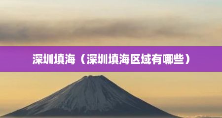 深圳填海（深圳填海区域有哪些）