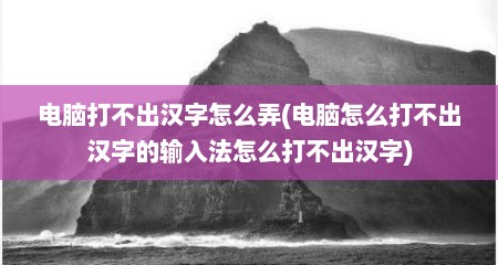 电脑打不出汉字怎么弄(电脑怎么打不出汉字的输入法怎么打不出汉字)