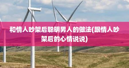 和情人吵架后聪明男人的做法(跟情人吵架后的心情说说)