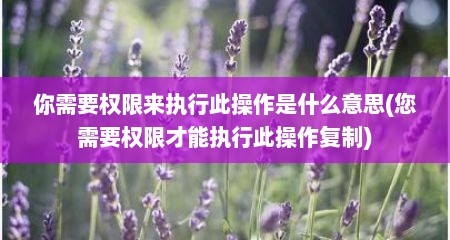 你需要权限来执行此操作是什么意思(您需要权限才能执行此操作复制)