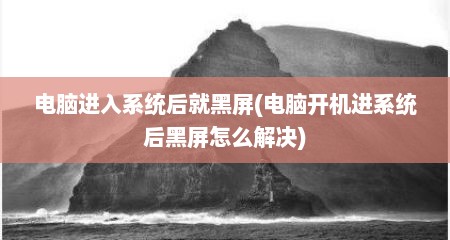 电脑进入系统后就黑屏(电脑开机进系统后黑屏怎么解决)