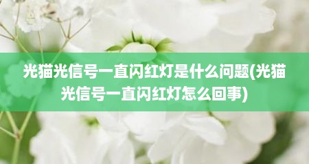 光猫光信号一直闪红灯是什么问题(光猫光信号一直闪红灯怎么回事)