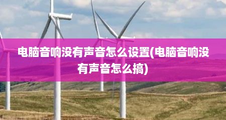电脑音响没有声音怎么设置(电脑音响没有声音怎么搞)