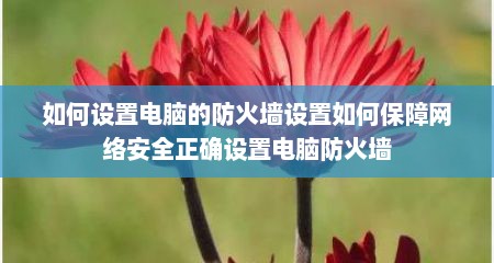 如何设置电脑的防火墙设置如何保障网络安全正确设置电脑防火墙