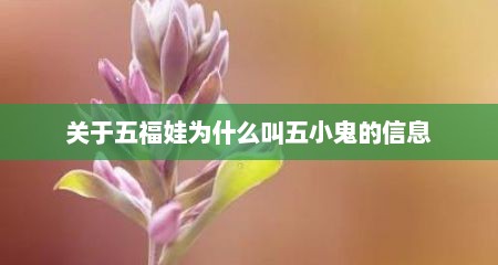 关于五福娃为什么叫五小鬼的信息