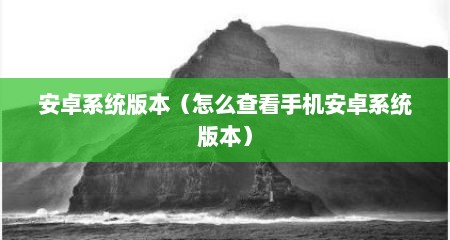 安卓系统版本（怎么查看手机安卓系统版本）