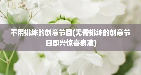 不用排练的创意节目(无需排练的创意节目即兴惊喜表演)