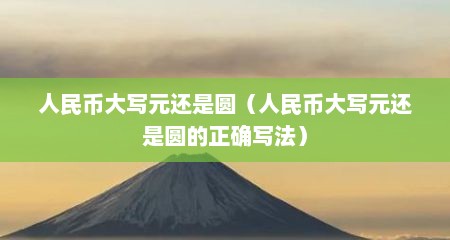 人民币大写元还是圆（人民币大写元还是圆的正确写法）