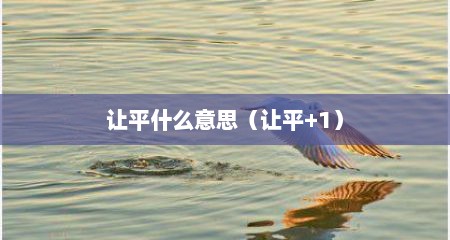 让平什么意思（让平+1）
