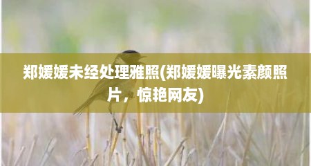 郑媛媛未经处理雅照(郑媛媛曝光素颜照片，惊艳网友)