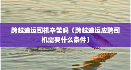 跨越速运司机辛苦吗（跨越速运应聘司机需要什么条件）