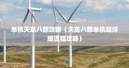 单机天龙八部攻略（天龙八部单机超详细流程攻略）