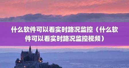 什么软件可以看实时路况监控（什么软件可以看实时路况监控视频）