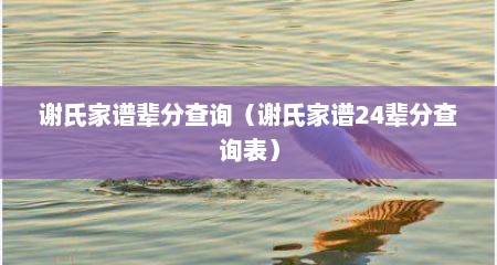 谢氏家谱辈分查询（谢氏家谱24辈分查询表）