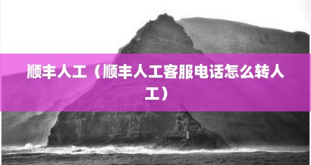 顺丰人工（顺丰人工客服电话怎么转人工）