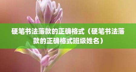 硬笔书法落款的正确格式（硬笔书法落款的正确格式班级姓名）