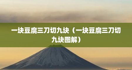 一块豆腐三刀切九块（一块豆腐三刀切九块图解）