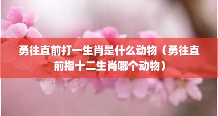 勇往直前打一生肖是什么动物（勇往直前指十二生肖哪个动物）