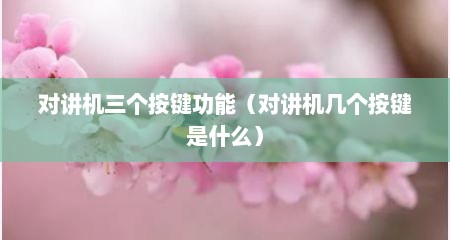 对讲机三个按键功能（对讲机几个按键是什么）