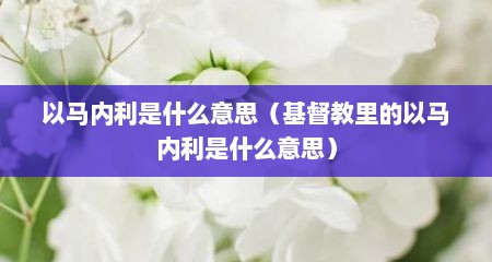以马内利是什么意思（基督教里的以马内利是什么意思）