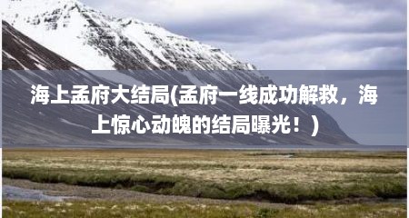 海上孟府大结局(孟府一线成功解救，海上惊心动魄的结局曝光！)