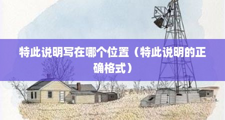 特此说明写在哪个位置（特此说明的正确格式）