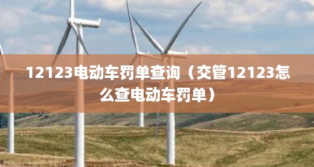 12123电动车罚单查询（交管12123怎么查电动车罚单）