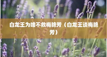 白龙王为啥不救梅艳芳（白龙王谈梅艳芳）