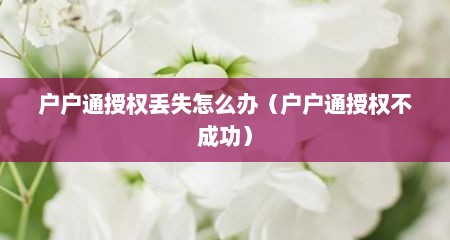 户户通授权丢失怎么办（户户通授权不成功）