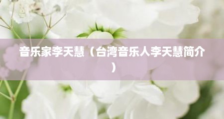 音乐家李天慧（台湾音乐人李天慧简介）