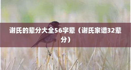 谢氏的辈分大全56字辈（谢氏家谱32辈分）