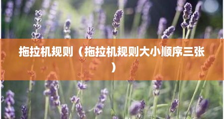 拖拉机规则（拖拉机规则大小顺序三张）