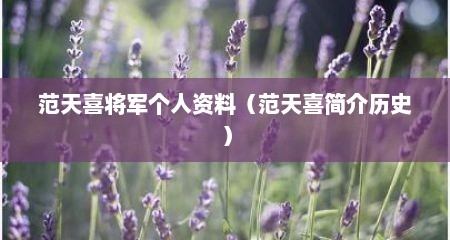 范天喜将军个人资料（范天喜简介历史）
