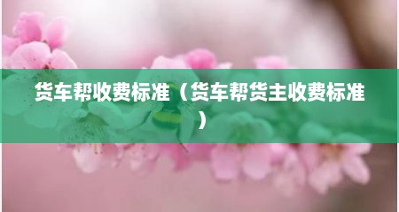 货车帮收费标准（货车帮货主收费标准）