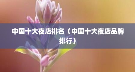中国十大夜店排名（中国十大夜店品牌排行）