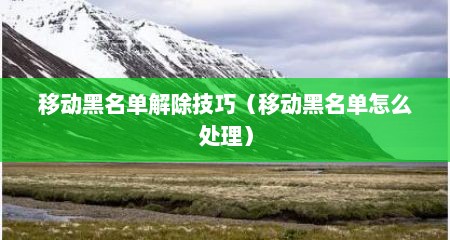 移动黑名单解除技巧（移动黑名单怎么处理）