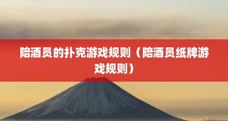 陪酒员的扑克游戏规则（陪酒员纸牌游戏规则）