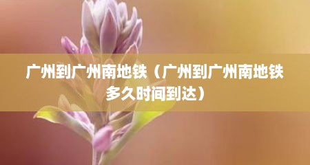 广州到广州南地铁（广州到广州南地铁多久时间到达）