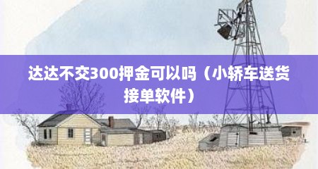 达达不交300押金可以吗（小轿车送货接单软件）