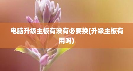 电脑升级主板有没有必要换(升级主板有用吗)