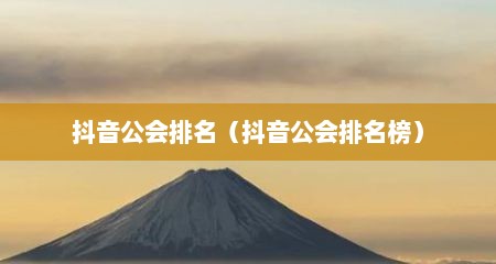 抖音公会排名（抖音公会排名榜）