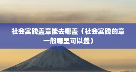 社会实践盖章能去哪盖（社会实践的章一般哪里可以盖）