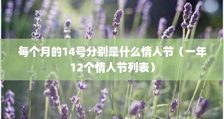 每个月的14号分别是什么情人节（一年12个情人节列表）