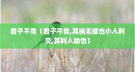 君子不党（君子不党,其祸无援也小人利交,其利人助也）