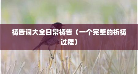 祷告词大全日常祷告（一个完整的祈祷过程）