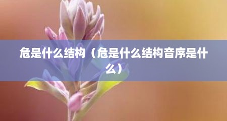 危是什么结构（危是什么结构音序是什么）
